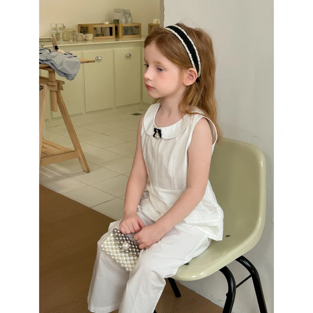 5727特 沐言同款夏新款女童中童学院风两件套