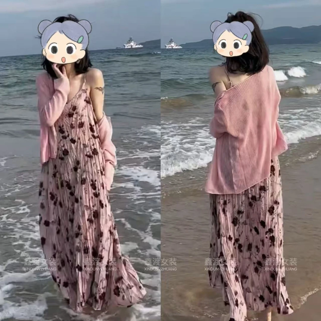 2025春夏新款时尚显瘦气质女士网红洋气两件套百搭款D5298-2