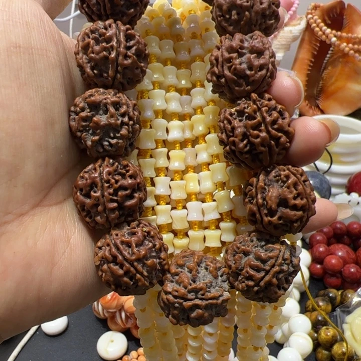 大理石磁石节节高蜜蜡色半成品链子