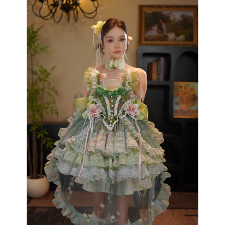AODUOSEN/奥多森夏季新款高端定制安娜女童洛丽塔汉服连衣裙