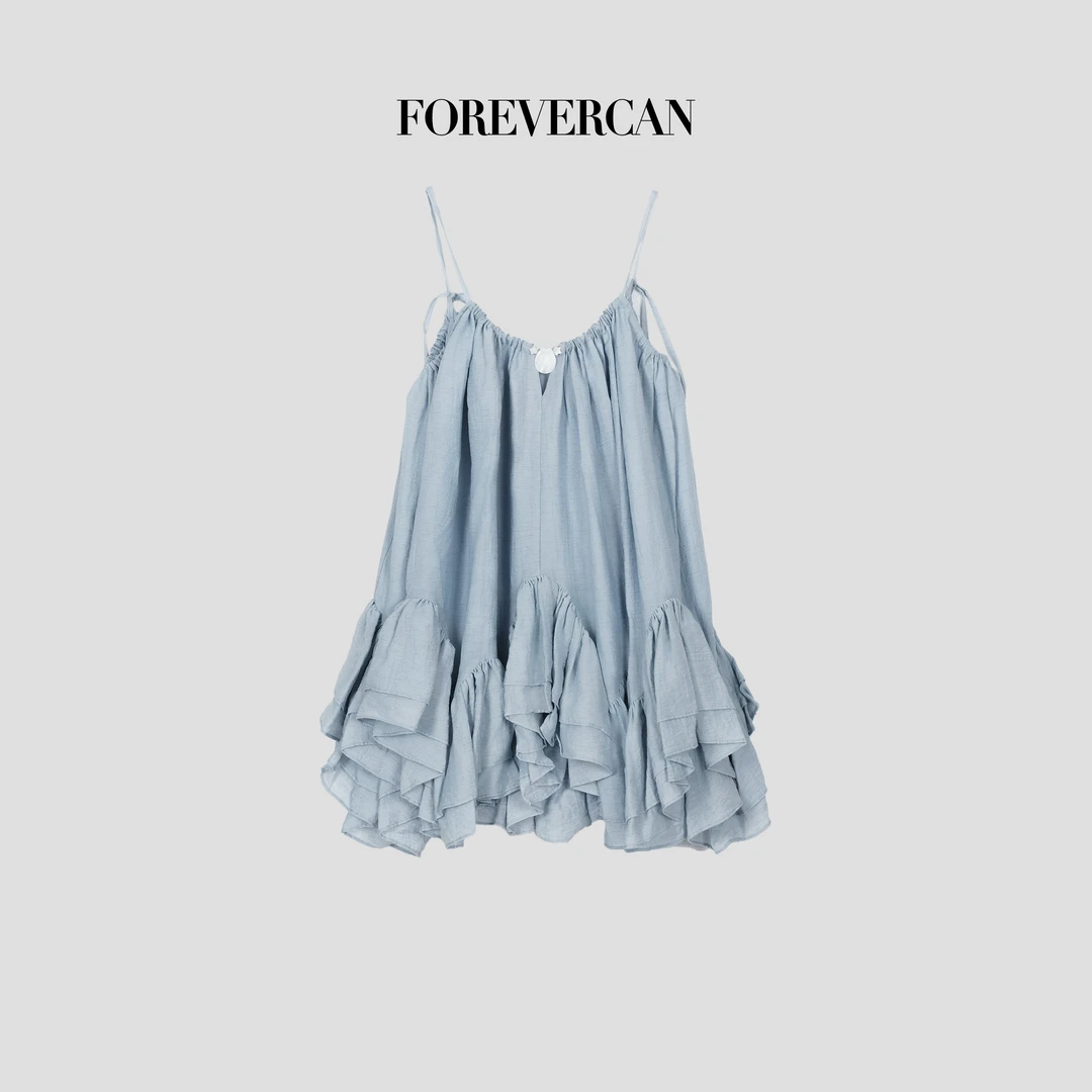 FOREVERCAN“仙本那”娜扎同款 吊带蓬蓬A摆上衣裙 ST21654