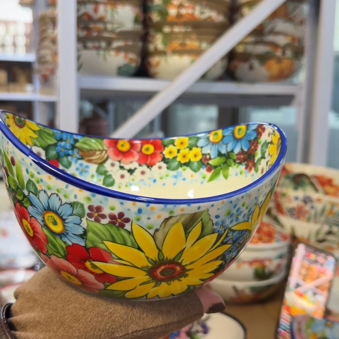 瓷小雏菊7英寸元宝碗一只