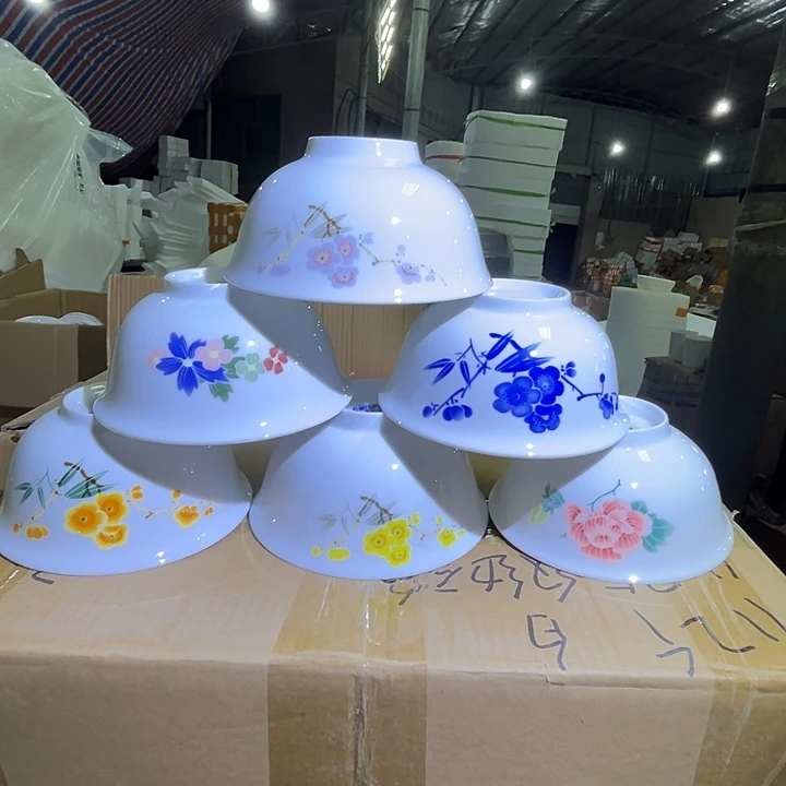 瓷片景德镇陶瓷翠竹系列6寸面碗6只