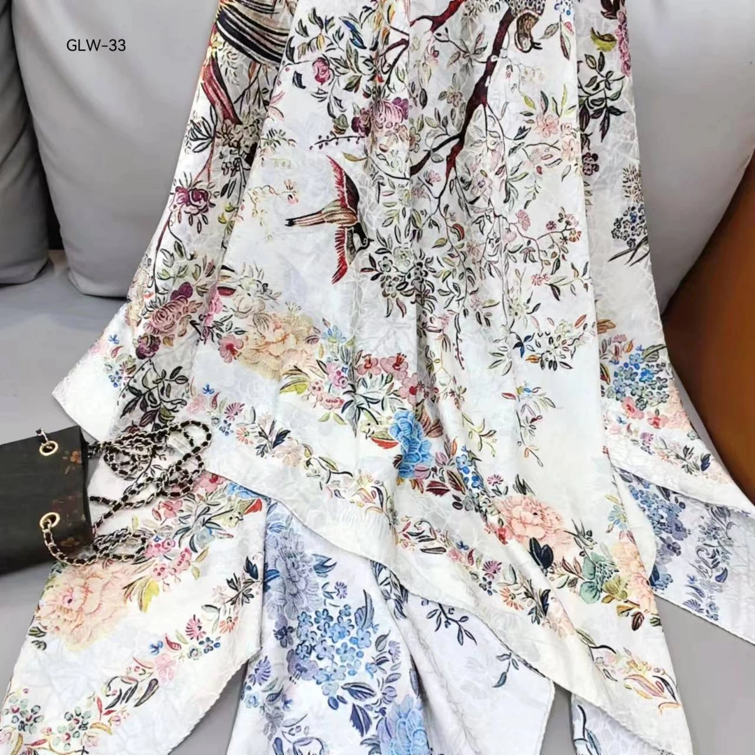 香云花萝140方巾【鸟语花香】Q78丝巾