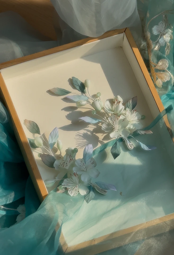 原创（晴雪）真丝烫花梨花发饰梨花流苏发钗汉服配饰单品链接