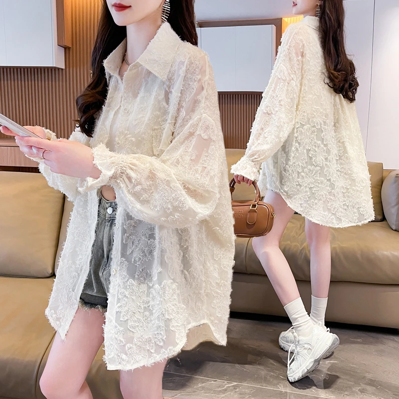 大码女装设计感薄款防晒衬衫女夏季新款韩版宽松百搭洋气衬衣外套