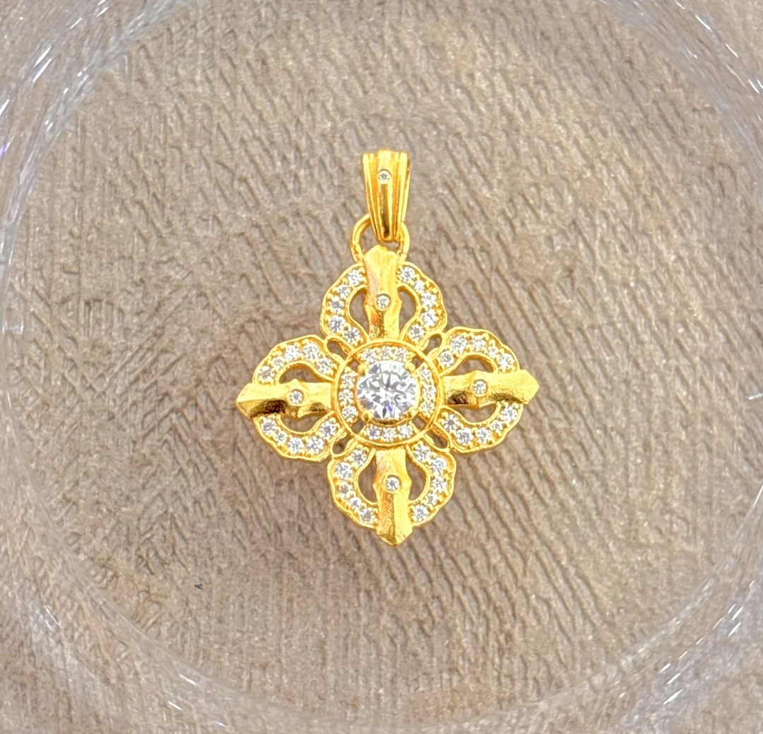 2A足金十字金刚杵挂件