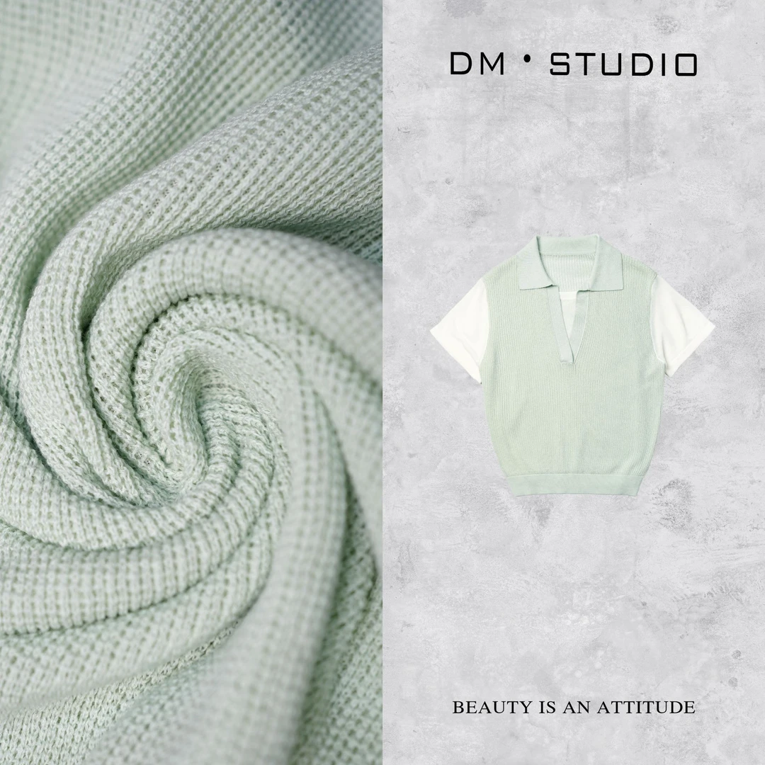 DEDM•STUDIO/气质小众设计感拼接翻领针织撞色上衣2504TX/225113