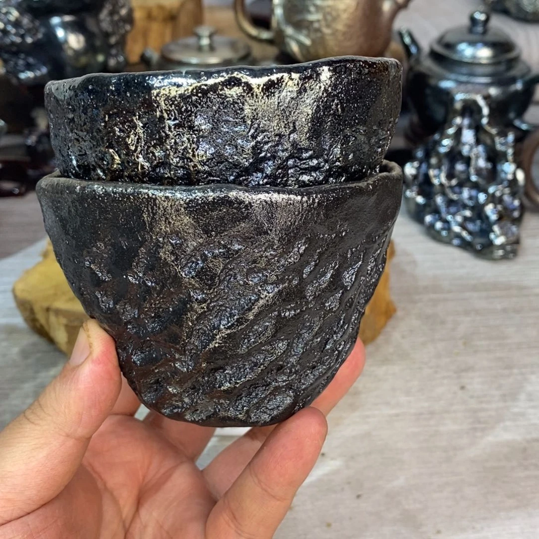 狼***1云南建水紫陶柴烧杯