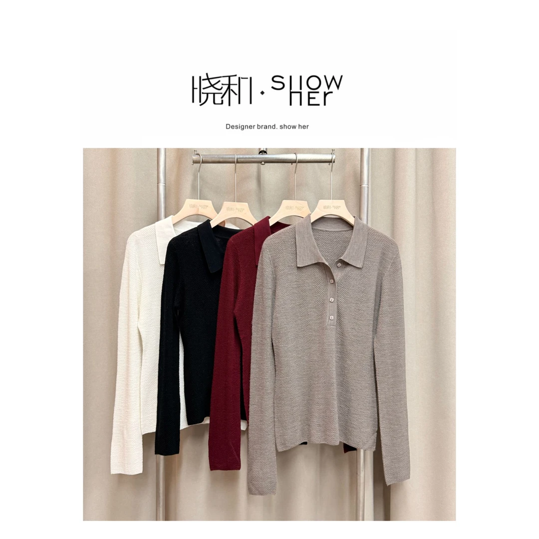 SHOW HE【树语】100羊M针织衫山羊绒百搭打底衫长袖秋冬