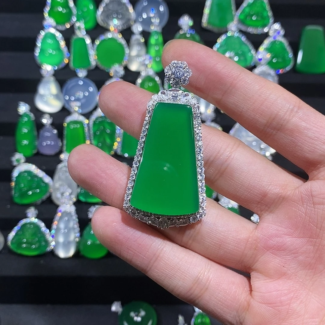 银S925镶嵌吊坠玛瑙/玉髓