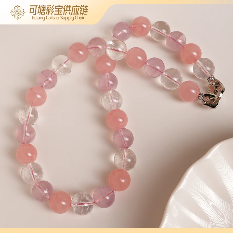 天然水晶  粉白水晶DIY项链/CJYC-031/多样性发一