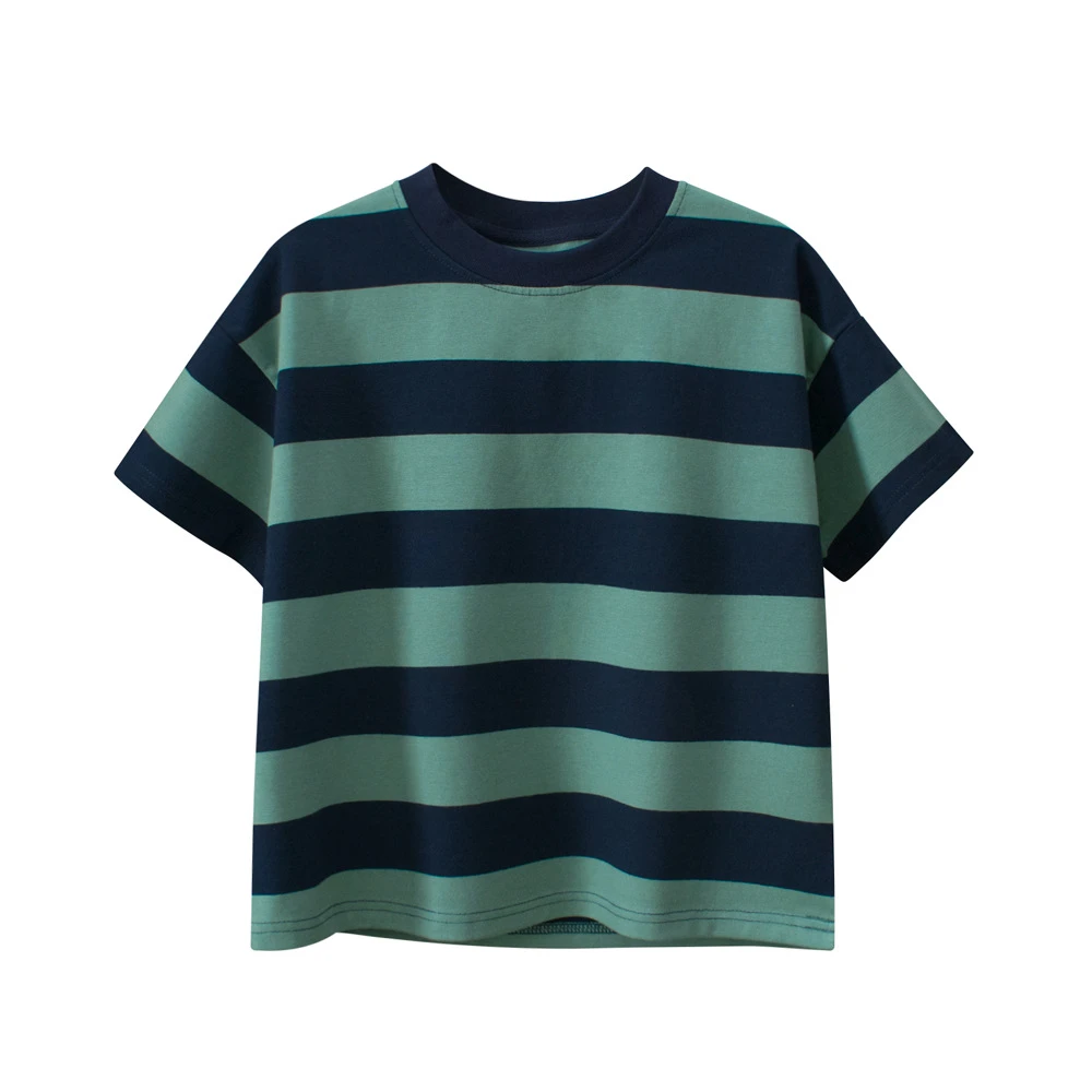 GRRR童装男童短袖T恤 中大童条纹打底衫儿童服装跨境货源