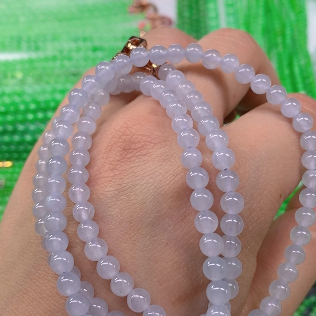 翡翠颈饰未镶嵌冰种紫项链5m' m