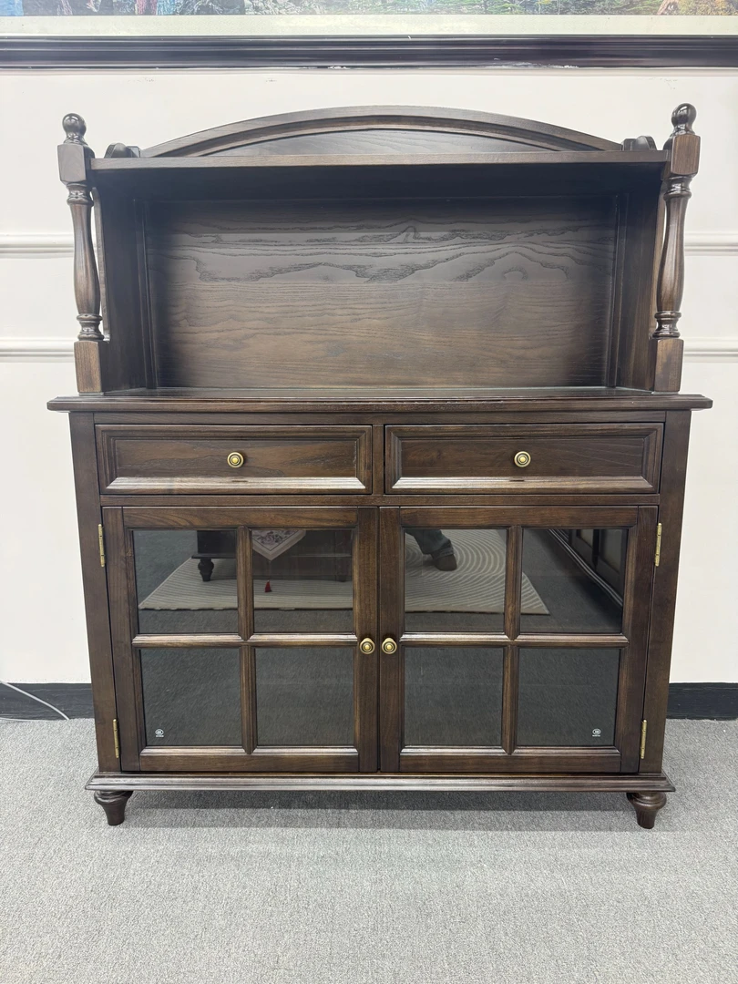 美式双层美式复古轻奢艺术图案简约储物柜餐边柜欧式置物客厅双门