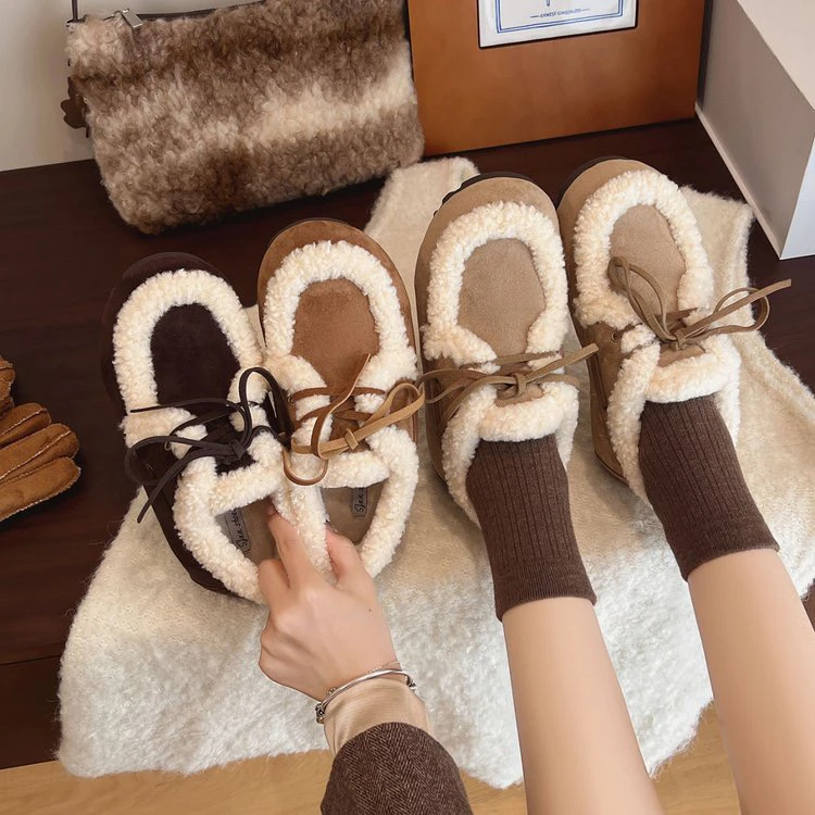 【年糕】2025秋冬新款纯色民族风勃肯鞋森系棉鞋田园可爱风圆头女