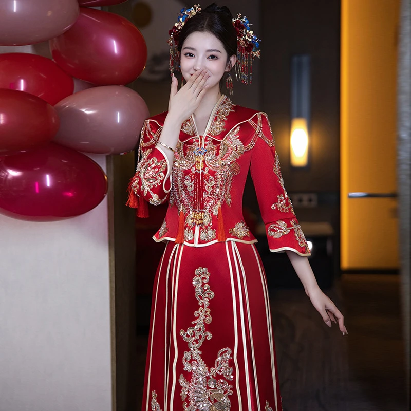 新中式新娘秀禾服传统中式婚礼新娘礼服接亲秀禾服结婚汉服女2025
