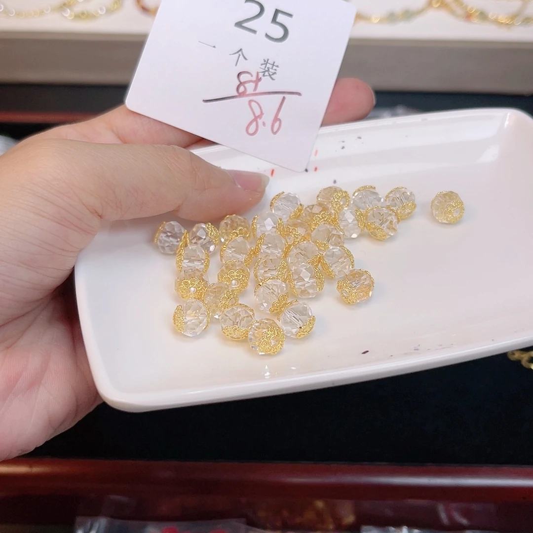 水晶珠宝半成品银S925镀金镶嵌25