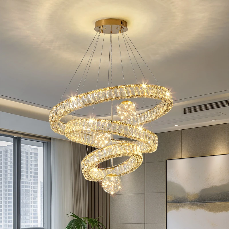 轻奢高档水晶吊灯2025年新款客厅大灯满天星卧室餐厅书房灯具组合
