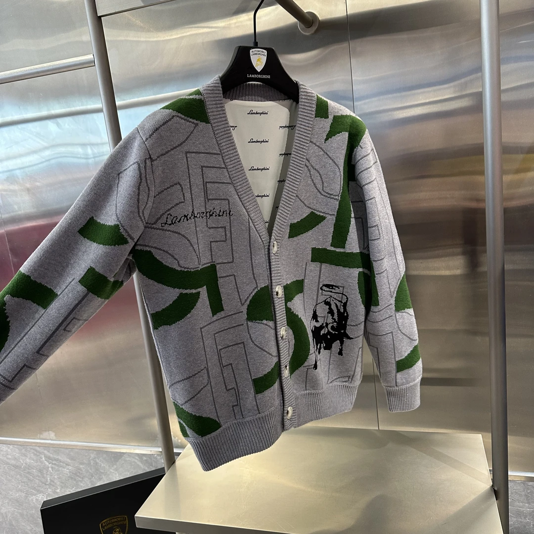 [兰博基尼]2025新款韵致扣语男女款开衫针织毛衣M2107