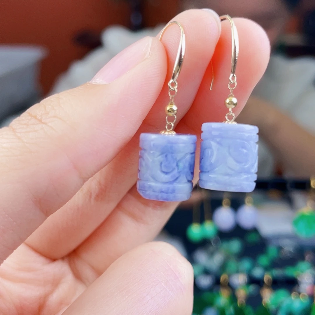 翡翠18K金镶嵌耳饰