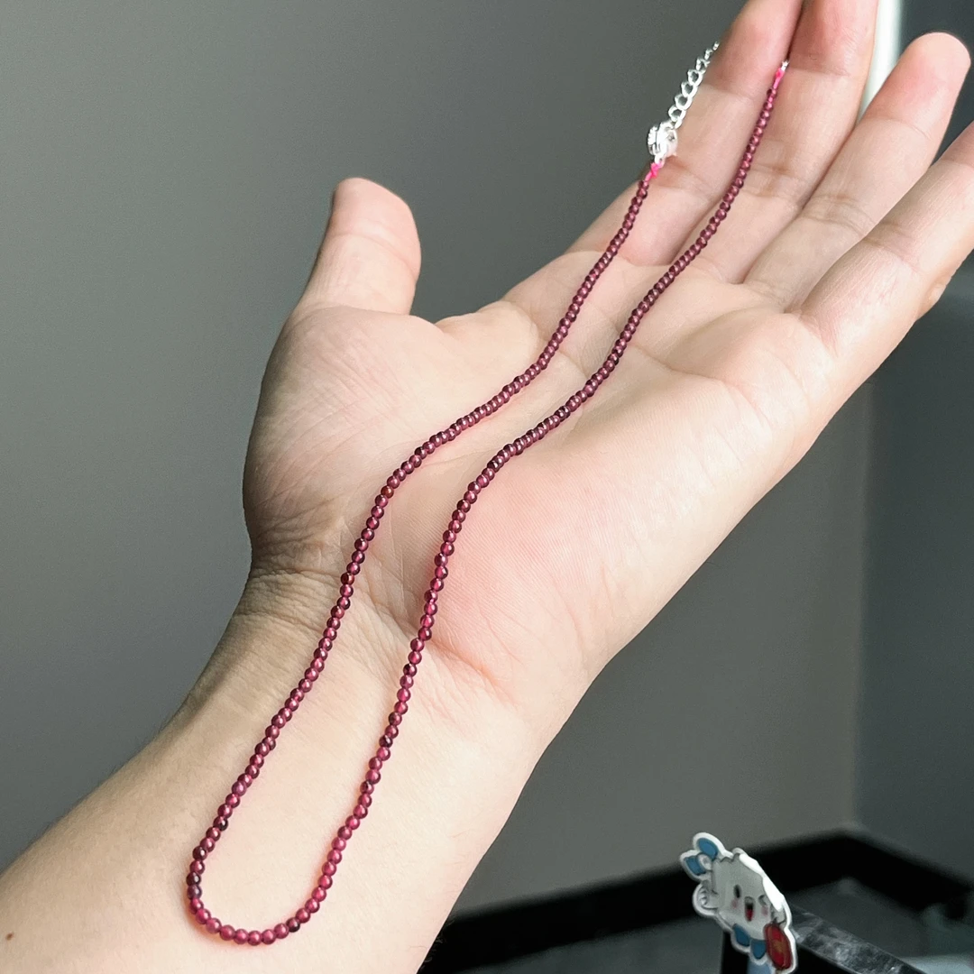 石榴石圆珠合金尾链项链约2mm