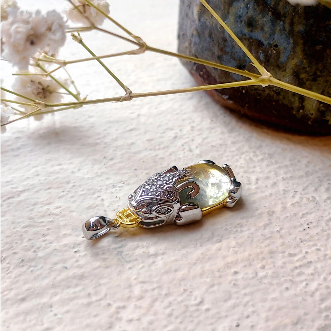 吊坠足银 足银990黄色石头貔貅吊坠 经典百搭 （DZ9908）