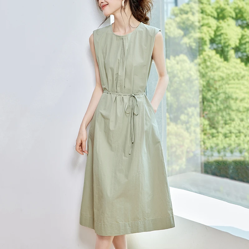 A字连衣裙夏季系带收腰雪纺长裙2025年新款背心裙气质高级感女装