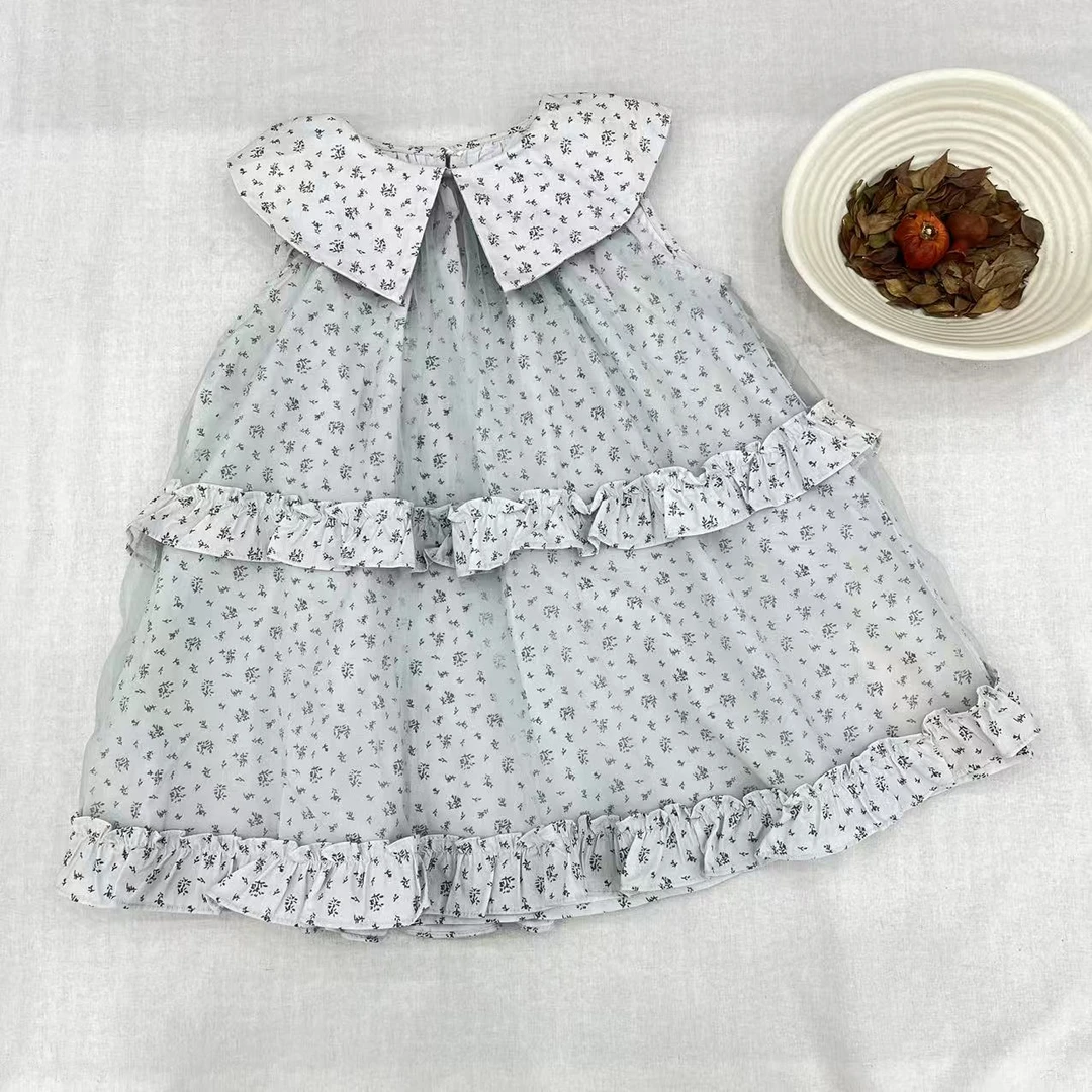 可儿〖曼波〗2025夏款儿童萌娃穿搭翻领纱纱连衣裙 bt6124