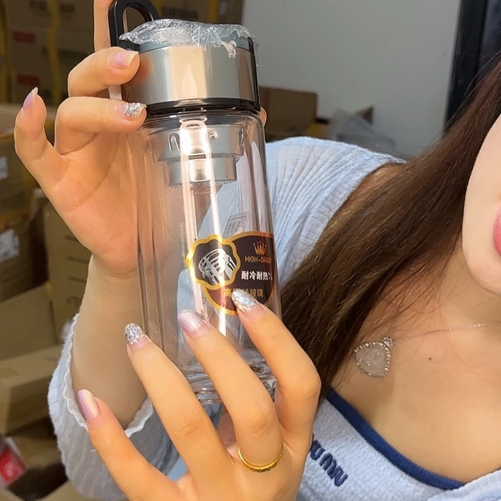 高硼硅玻璃吸管款提环杯