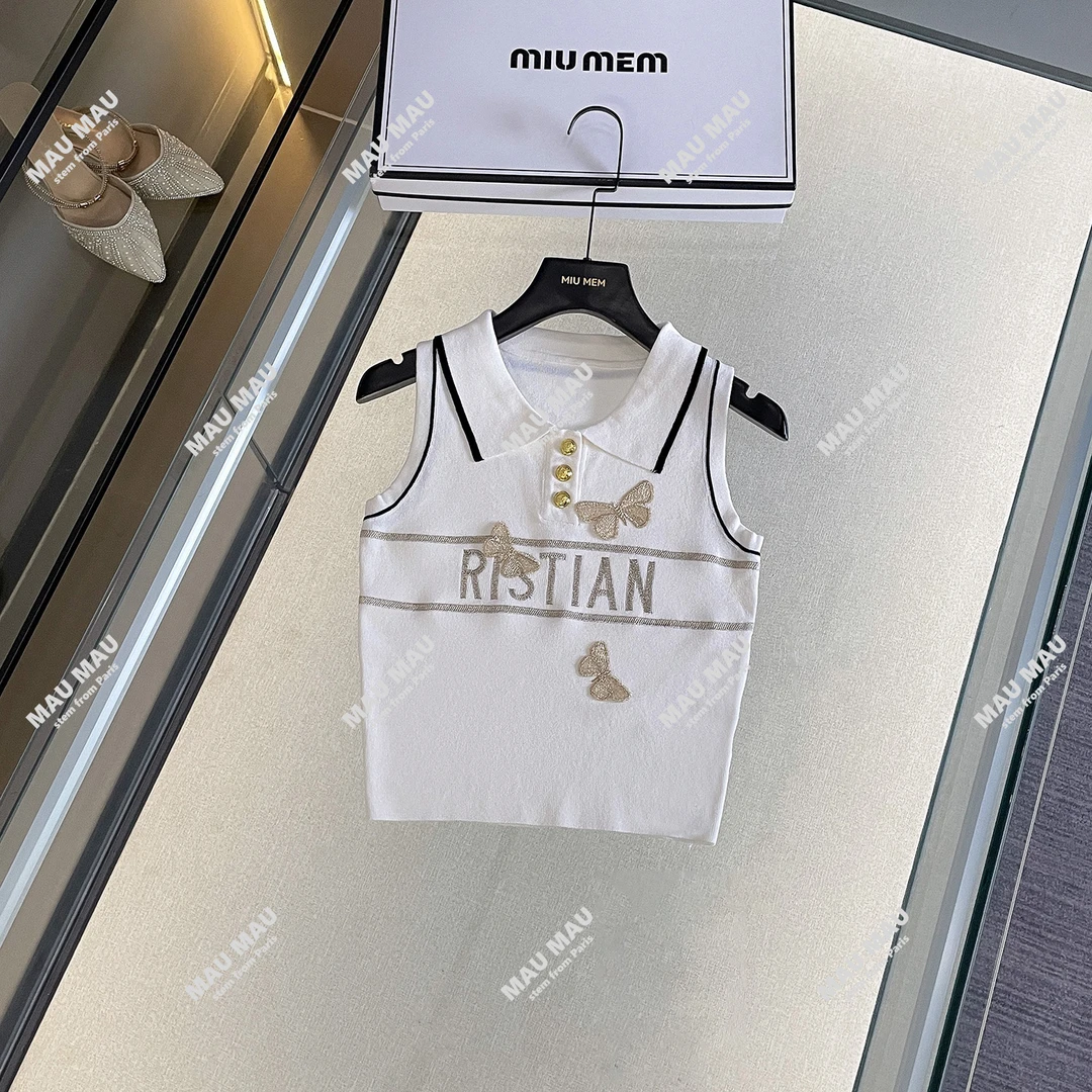 MIUMEM 夏季新款重工刺绣小香风针织衫气质上衣 DY7449