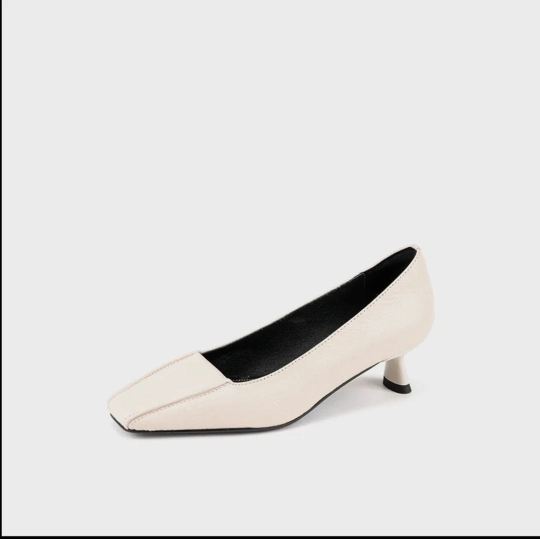 【聚新汇】9533-56气质高跟百搭浅口经典大气真皮高跟鞋