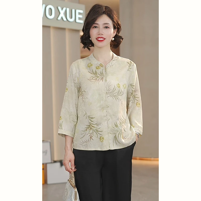 妈妈夏装短袖小衫洋气套装2025新款中老年女装时尚t恤上衣两件套