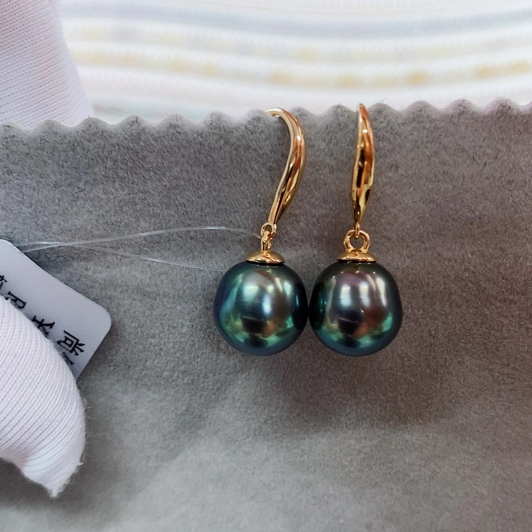 银S925镶嵌耳饰海水珍珠9-10