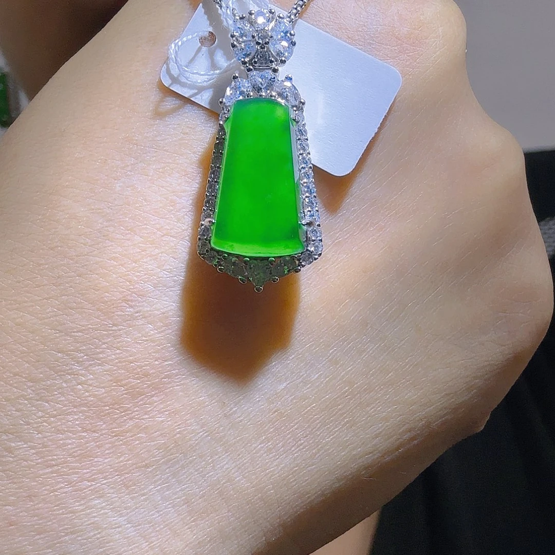 翡翠银S925镶嵌吊坠(不含链)