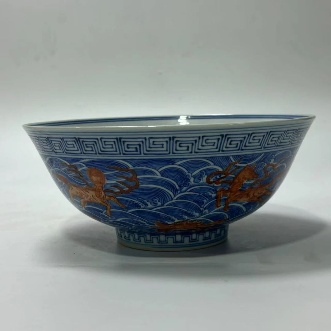 青花矾红海八怪碗    H2501-152j