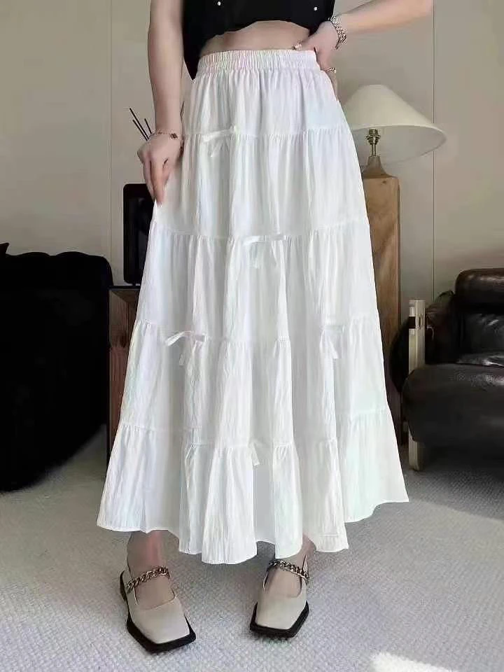 新款蝴蝶结仙女裙洋气白色半裙裙纯欲百搭遮肉显瘦梨形身材首选