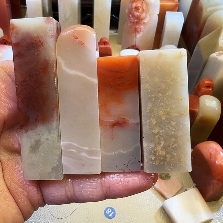 寿山石印石四个一组1.8印面4.8高度