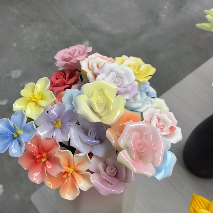 陶瓷手工制作陶瓷花27朵