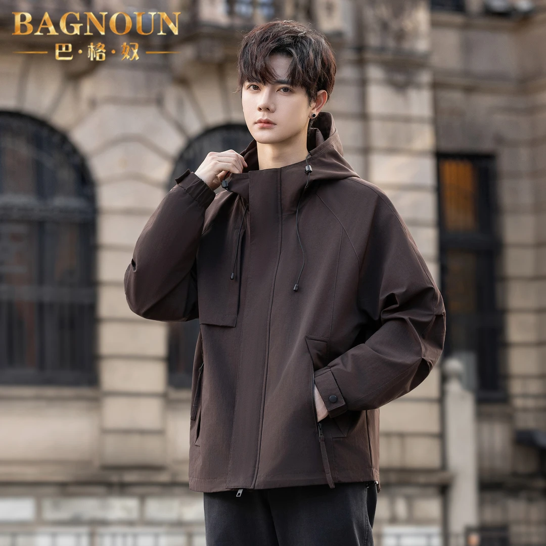 巴格奴夹克男士春秋季新款时尚高端连帽休闲宽松潮流中年工装外套