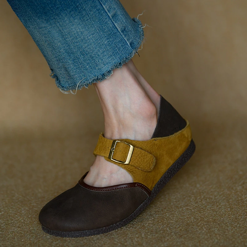 头层牛皮软底软面旅游穿单鞋女平底勃肯鞋女鞋平跟绑带鞋勃肯拖鞋