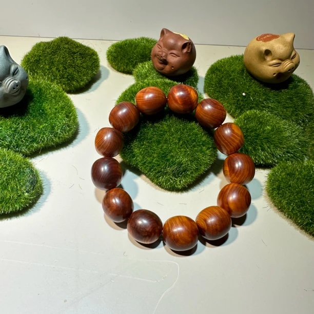 正品太行崖柏陈化黑油高油16x17枣珠手串手链木质盘玩-557012