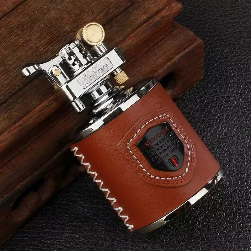 【清】CHIEF/首领 金皮纹贴章防风煤油打火机男士礼物 F0232