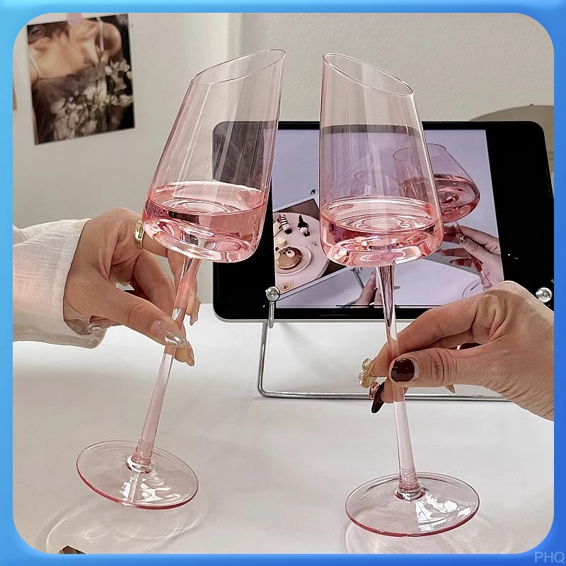 火烈鸟粉色香槟杯波尔多红酒杯轻奢高档新款高脚杯子高级感葡萄酒