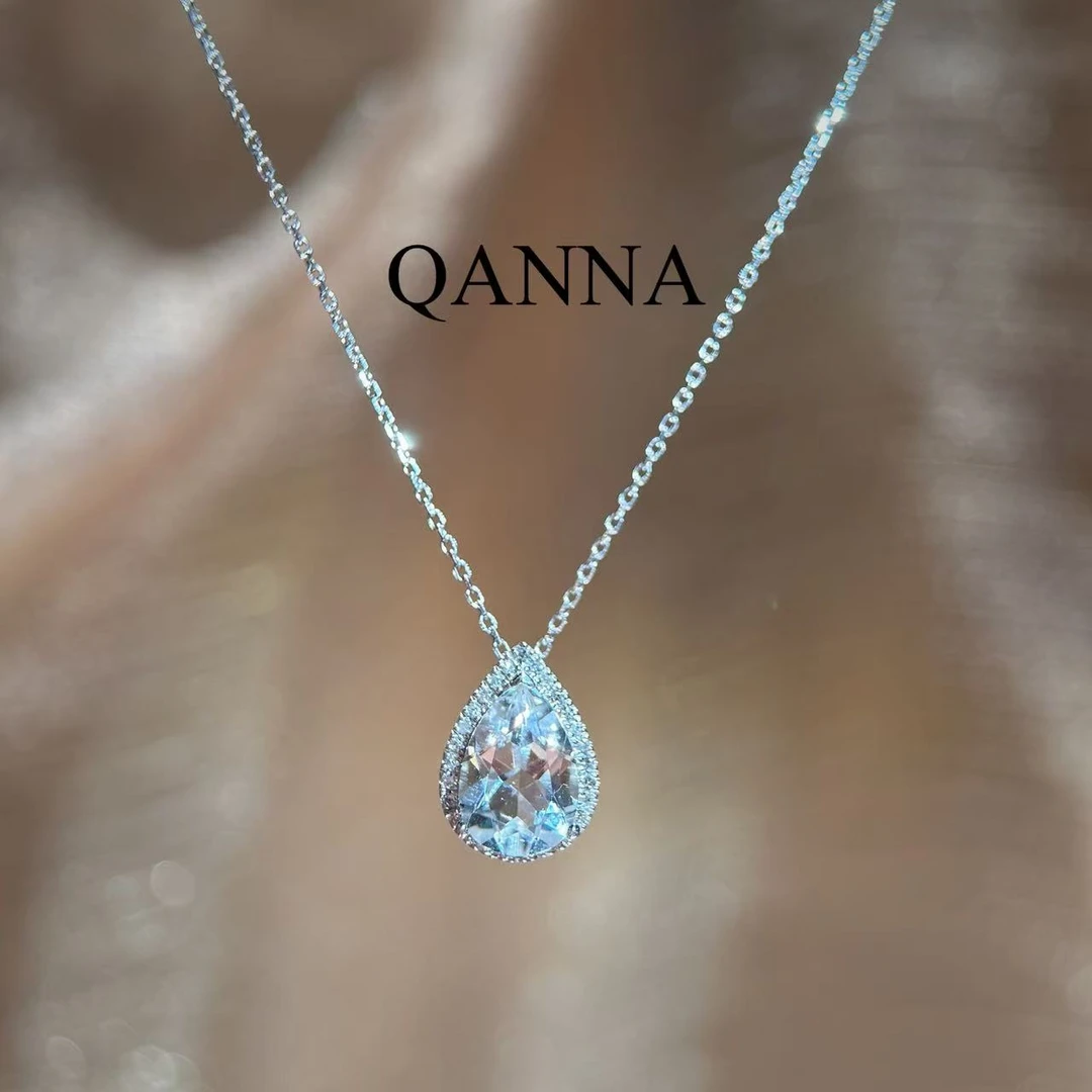 QANNA【白色大水滴】【设计款】轻奢百搭璀璨星河钻石锁骨项链BV