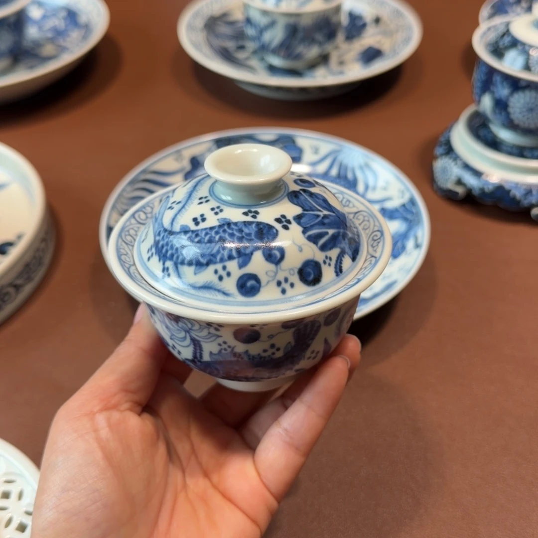 手工手绘茶具盖碗