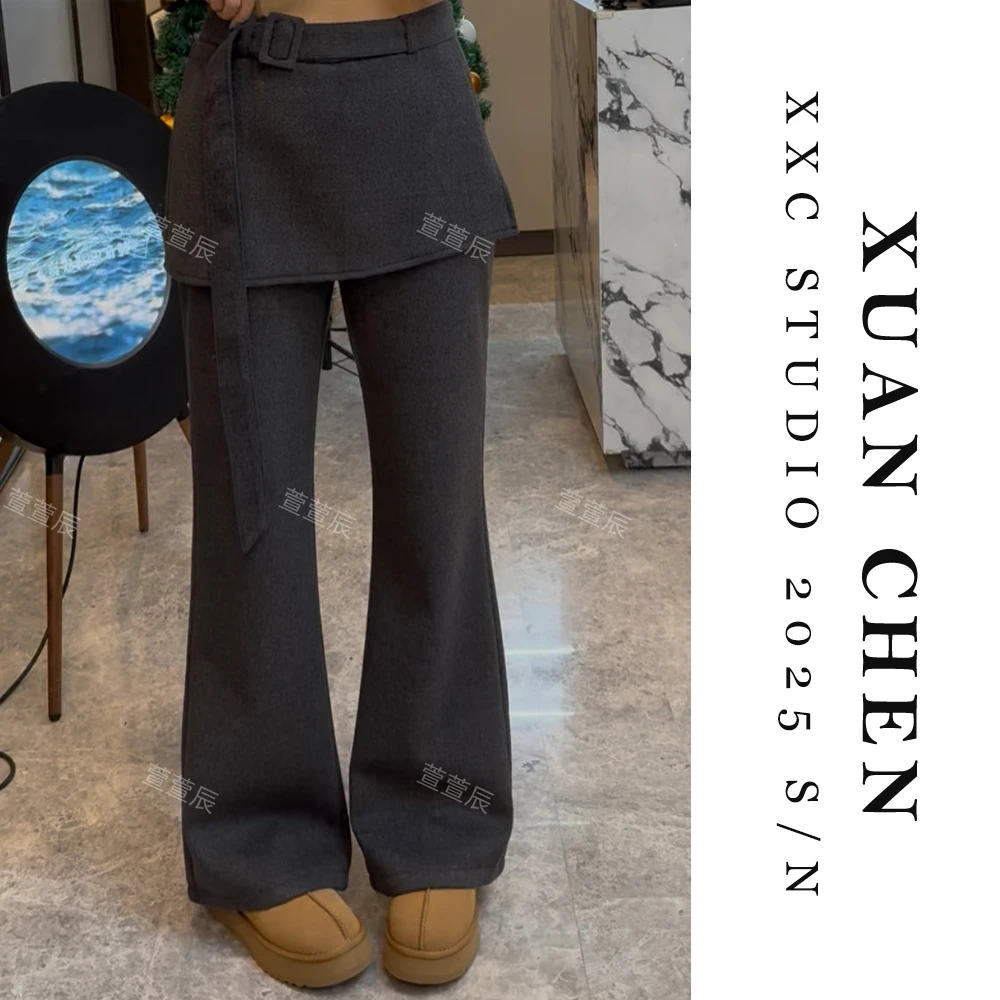 【人气选手】休闲裤女款2025年流行网红女裤加绒屁帘微喇叭裤#9262