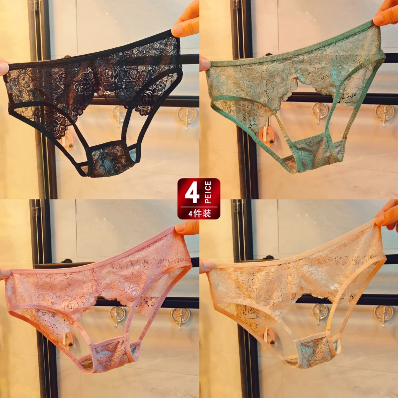 新品网红爆款透气蕾丝性感时尚镂空女内裤轻奢火辣三角裤棉裆