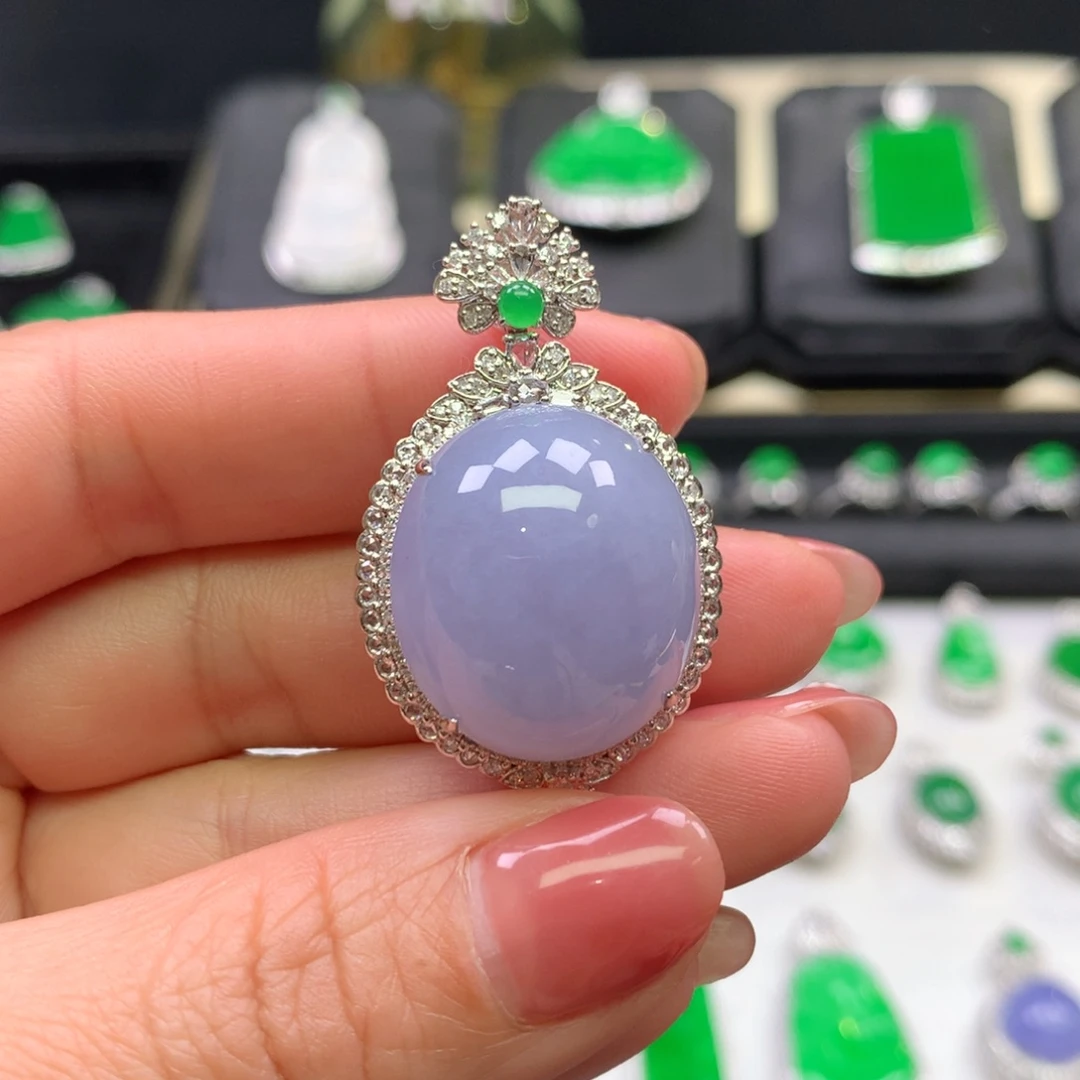 翡翠吊坠(不含链)18K金镶嵌