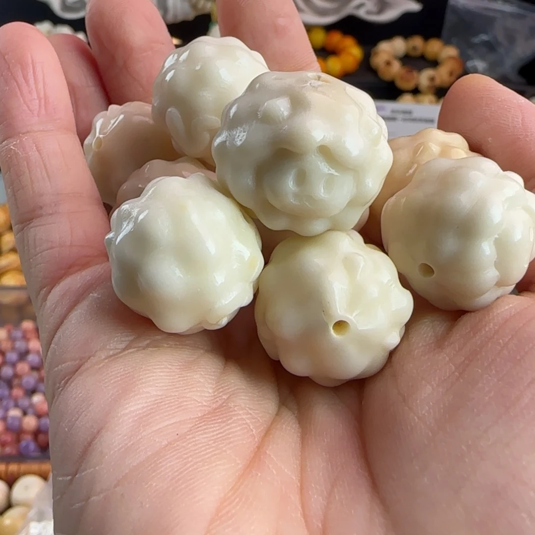 菩提根/象牙果手串微瑕牙果白色云朵羊10颗